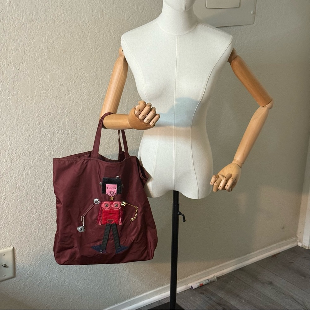💎AUTHENTIC PRADA  (RARE ) BURGUNDY ROBOT NYLON TOTE BAG💎 - Picture 16 of 16